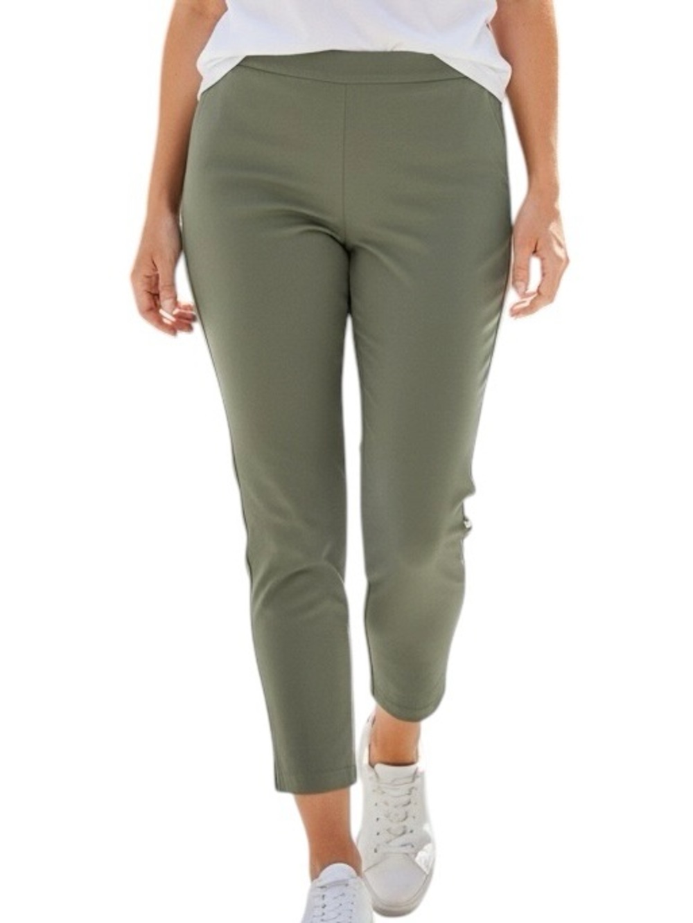 Chico's Cropped Pants Olive Slim Ankle Pants Size 2.5